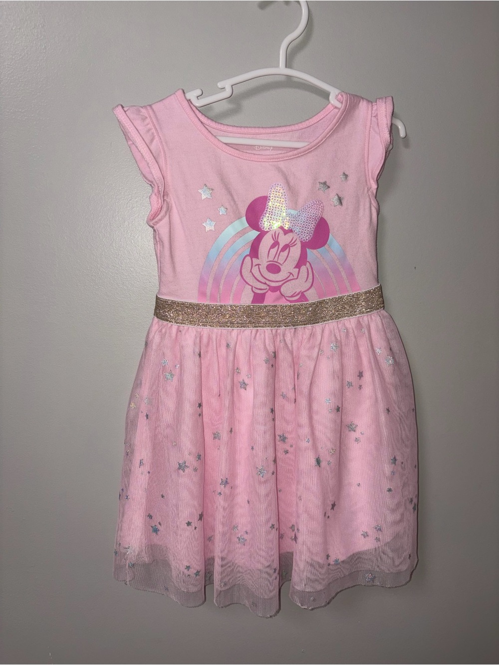 Jumping Beans Disney Minnie Mouse Pink Rainbow Stars Tulle Sparkle Dress 2T